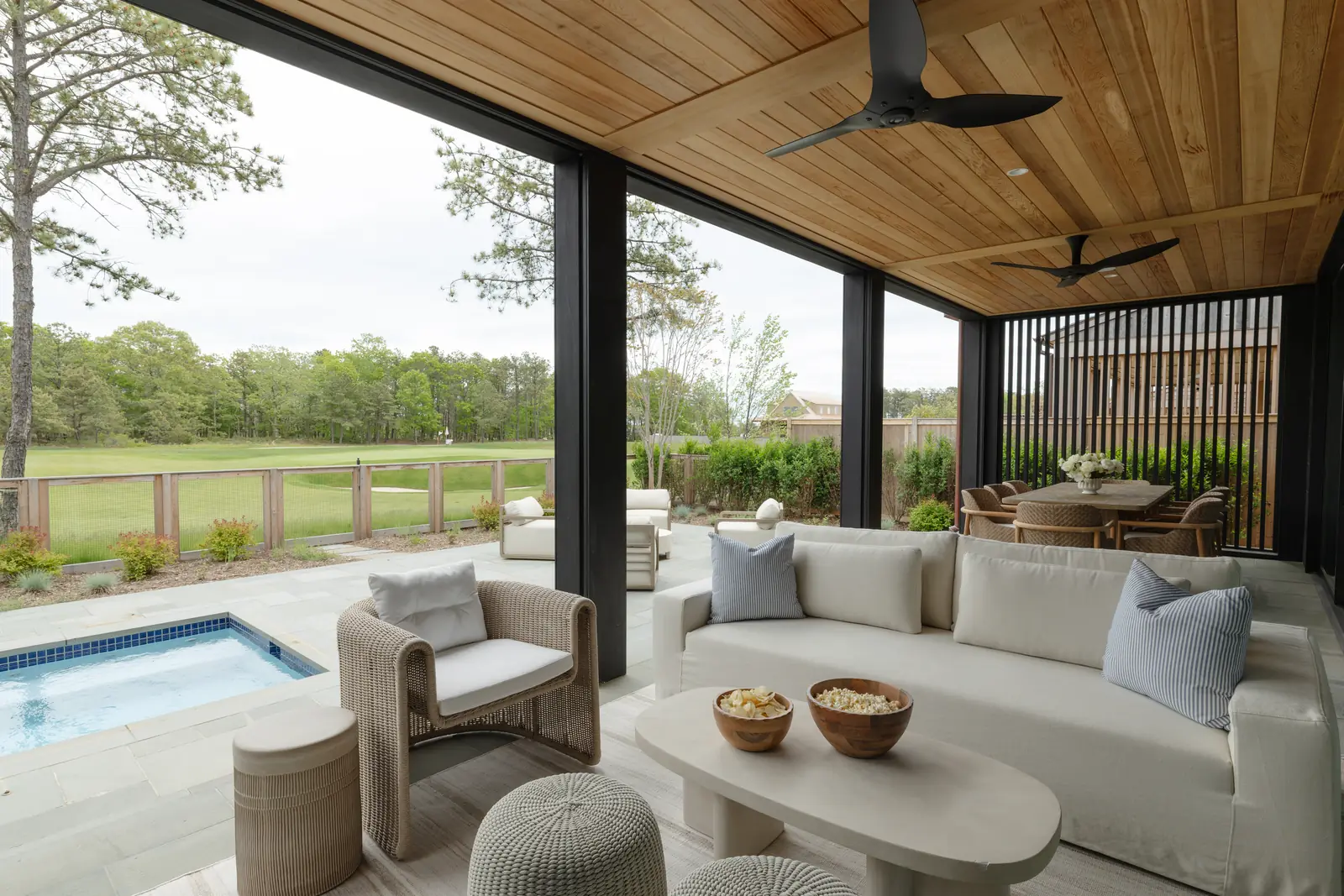 Covered porch lounge beside the plunge pool